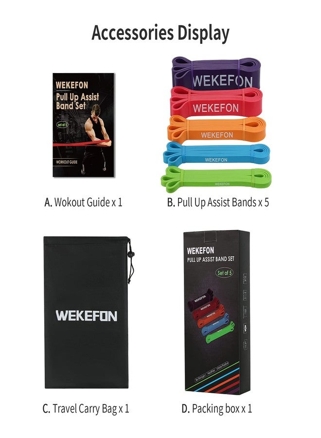 WEKEFON Pull Up Assistance Bands 5-170 lbs Thick Heavy Duty Resistance Bands Set for Men & Women, Exercise Bands Stretch Workout Band for Body Training, Crossfit Mobility Fitness Assist Bands Set of 5 - Image 5