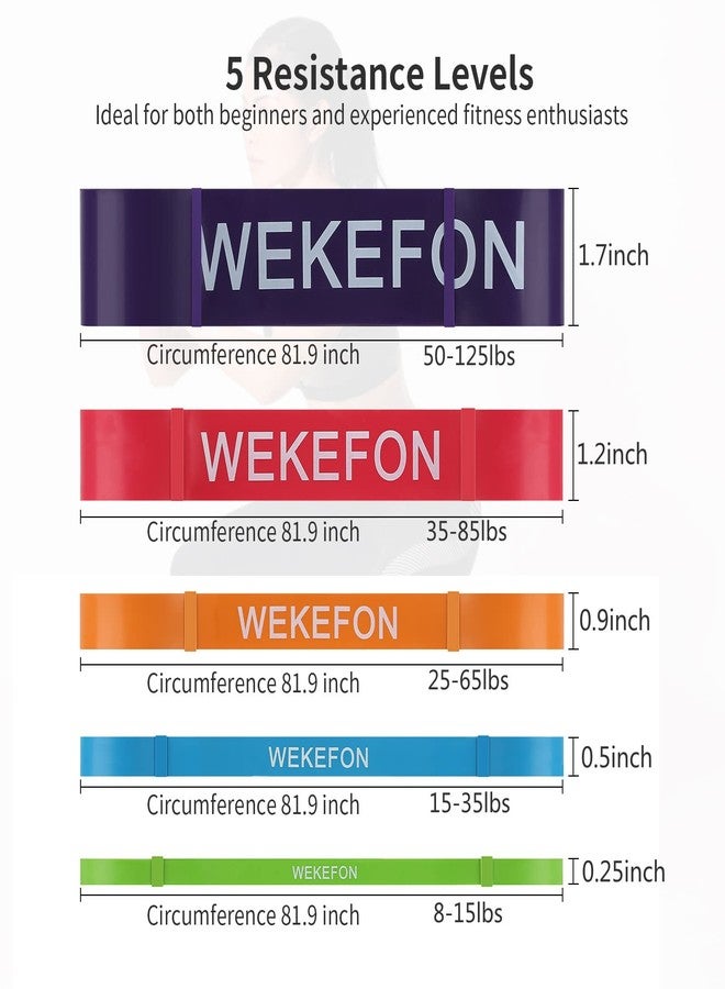 WEKEFON Pull Up Assistance Bands 5-170 lbs Thick Heavy Duty Resistance Bands Set for Men & Women, Exercise Bands Stretch Workout Band for Body Training, Crossfit Mobility Fitness Assist Bands Set of 5 - Image 2