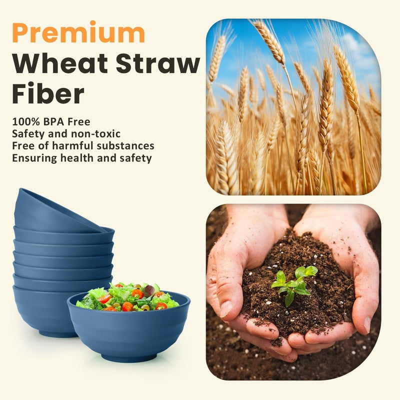 Homienly Cereal Bowl Set, Wheat Straw Fiber Unbreakable Lightweight Bowls Set - Image 3