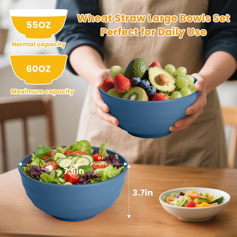 Homienly Cereal Bowl Set, Wheat Straw Fiber Unbreakable Lightweight Bowls Set - Image 2