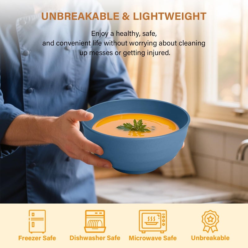 Homienly Cereal Bowl Set, Wheat Straw Fiber Unbreakable Lightweight Bowls Set - Image 4