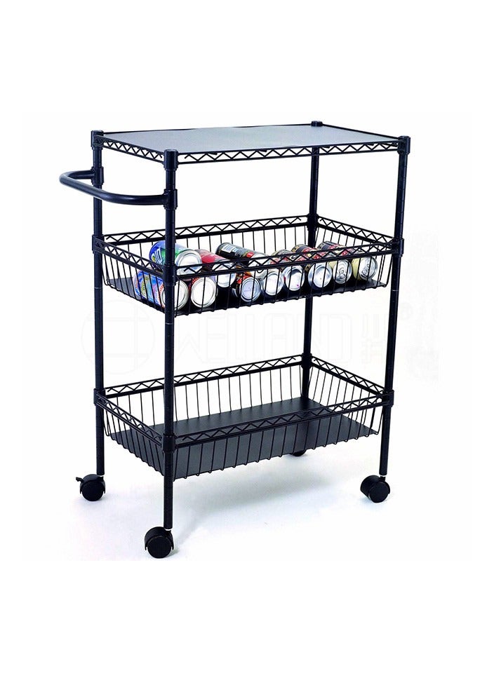 Generic Multi function three layer trolley kitchen dining cart with casters and PP board  - Image 1