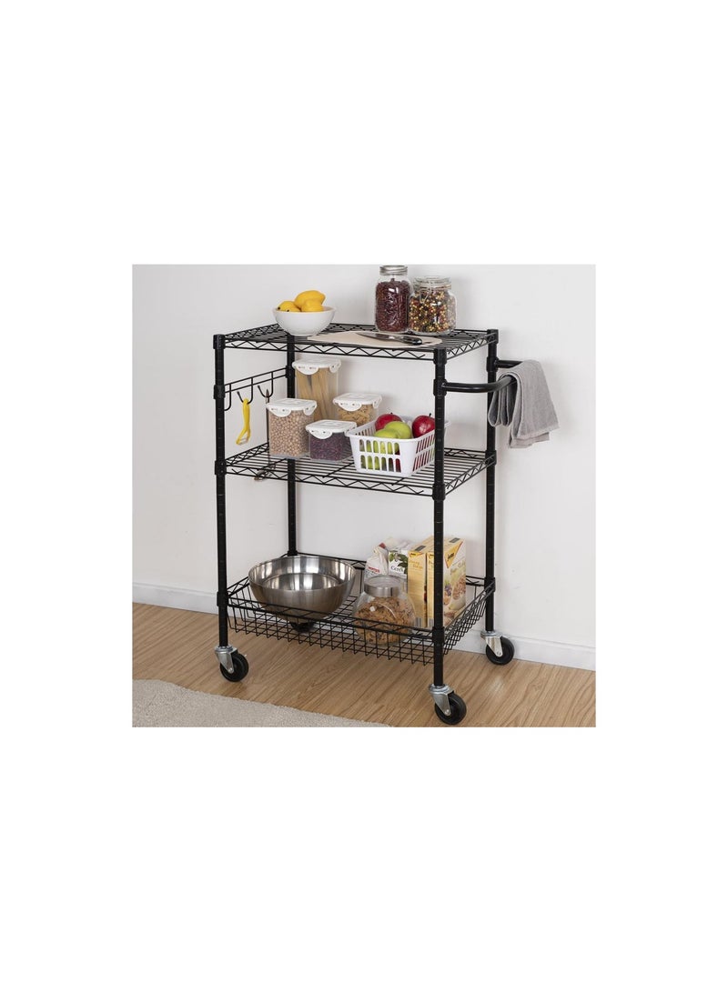 Generic Multi function three layer trolley kitchen dining cart with casters and PP board  - Image 2