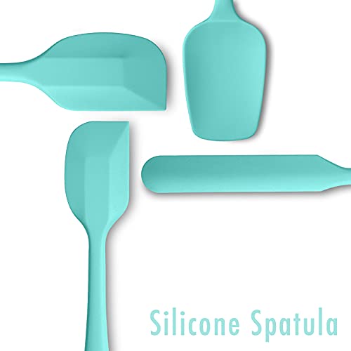 JXWING 4 Piece Silicone Spatula Set, Flexible Heat Resistant Non-scratch Baking Cooking Rubber Spatulas with Stainless Steel Core, Aqua Sky - Image 2