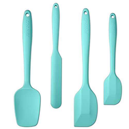 JXWING 4 Piece Silicone Spatula Set, Flexible Heat Resistant Non-scratch Baking Cooking Rubber Spatulas with Stainless Steel Core, Aqua Sky - Image 1