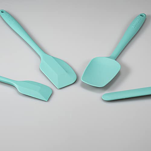 JXWING 4 Piece Silicone Spatula Set, Flexible Heat Resistant Non-scratch Baking Cooking Rubber Spatulas with Stainless Steel Core, Aqua Sky - Image 4
