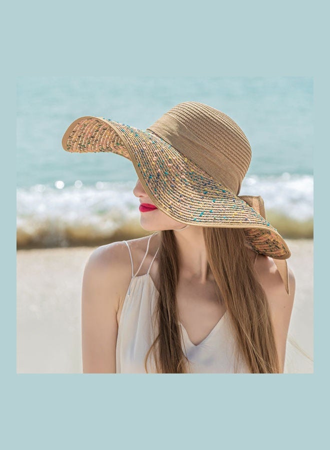 Foldable Wide-Brim Straw Floppy Hat for Women - Image 2