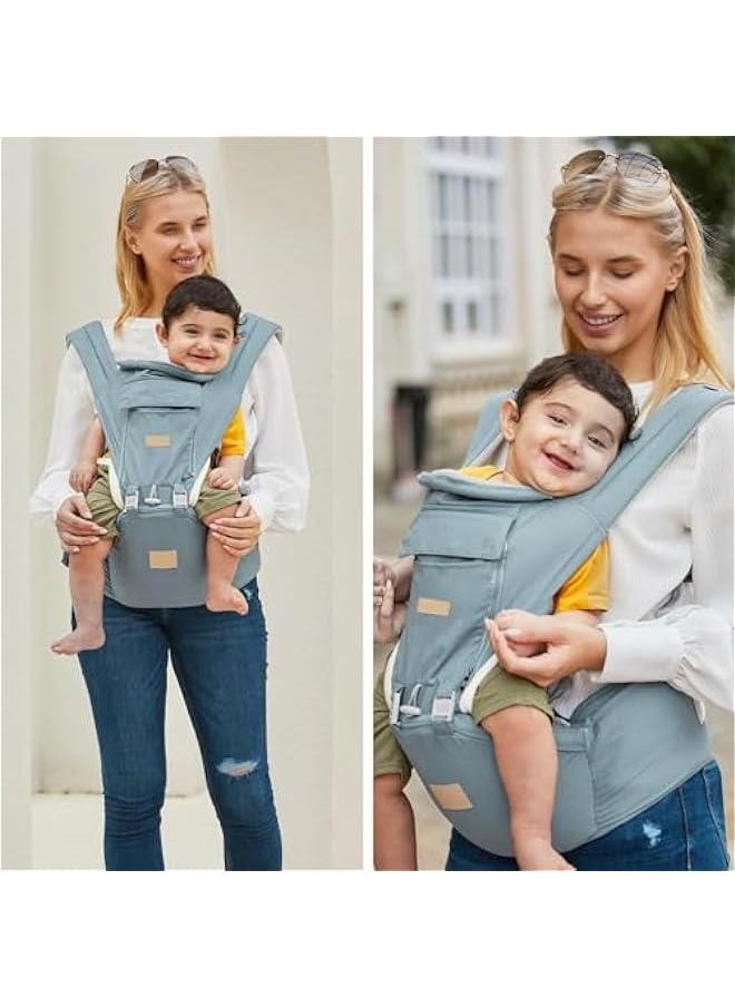Gonice Baby Carrier, 6-in-1 Baby Strap with Waist Stool, Baby Wraps Carrier with Hip Seat for Breastfeeding, Adjustable for Newborn, Infant & Toddler - Green  - Image 3