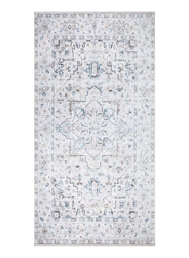 Bloom Rugs سجادة بلوم كارا قابلة للغسل وغير قابلة للانزلاق، مقاس 3×5 قدم - لون صدفة البحر/أزرق مخضر، سجادة تقليدية مناسبة لغرفة المعيشة، غرفة النوم، غرفة الطعام، والمطبخ - المقاس الدقيق: 3×5 قدم - Image 2