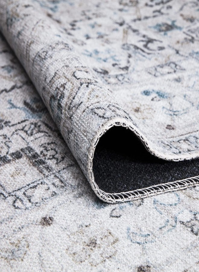 Bloom Rugs سجادة بلوم كارا قابلة للغسل وغير قابلة للانزلاق، مقاس 3×5 قدم - لون صدفة البحر/أزرق مخضر، سجادة تقليدية مناسبة لغرفة المعيشة، غرفة النوم، غرفة الطعام، والمطبخ - المقاس الدقيق: 3×5 قدم - Image 3