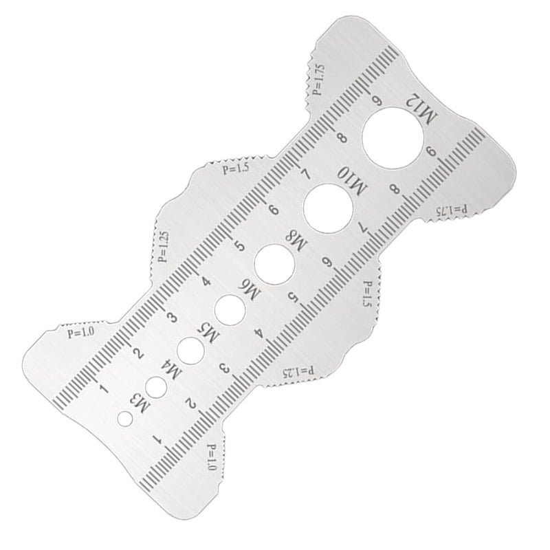 أداة قياس براغي الفولاذ المقاوم للصدأ - مقياس الخطوات المحمول 10x5 سم للمهندسين وأعمال اليدوية - Image 2