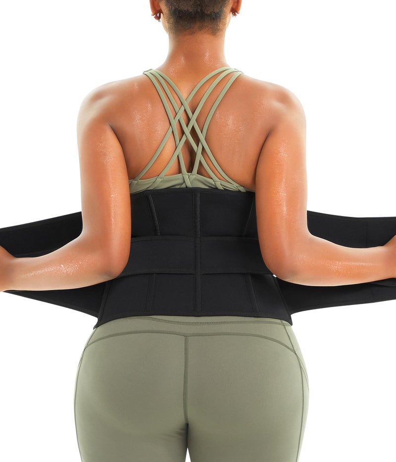 Eleady Wowen Sauna Waist Trainer Trimmer Belt for Weight Loss Corset Slimming Body Shaper Cincher Workout Sweat Sport Girdles (Black, Small) - Image 2