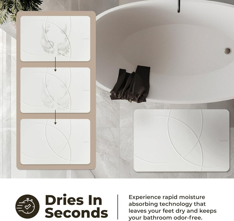 TOSORO Stone Bath Mat, Diatomaceous Earth Non-Slip Stone Shower Mat - Quick Drying Absorbent Bath Mats for Bathroom - Elegant & Modern Design, Easy to Clean (23.5 x 15) - Sandstone - Image 3