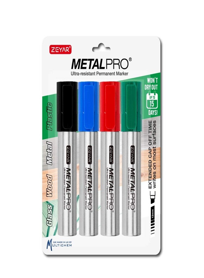ZEYAR Permanent Markers, JUMBO Size, Aluminum Barrel, Set of 4, Waterproof & Smear Proof Markers, Writes on most surfaces (Black, Blue, Red, Green) - Image 2