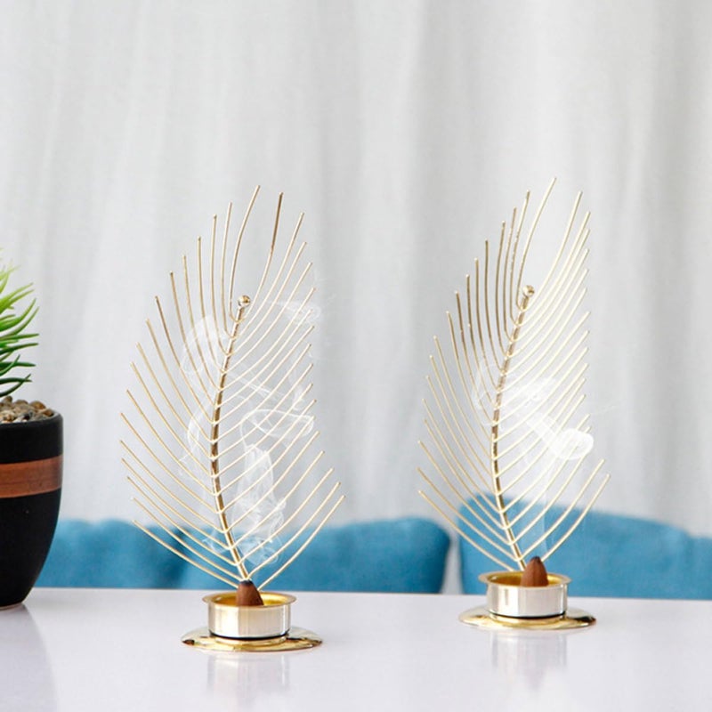 Metal Palm Leaf Incense Cone Burner, Vintage Metal Incense Holder for Aromatherapy and Meditation, Decorative Office and Home Fragrance Accessory - Image 5