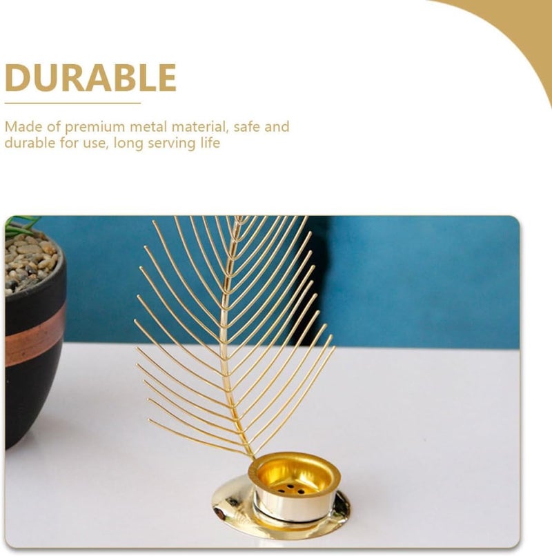 Metal Palm Leaf Incense Cone Burner, Vintage Metal Incense Holder for Aromatherapy and Meditation, Decorative Office and Home Fragrance Accessory - Image 3