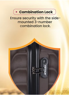 VIPTOUR ABS Hardside 3-Piece Trolley Luggage Set  Spinner Wheels with Number Lock 20/24/28 Inches   Brown  - Image 3