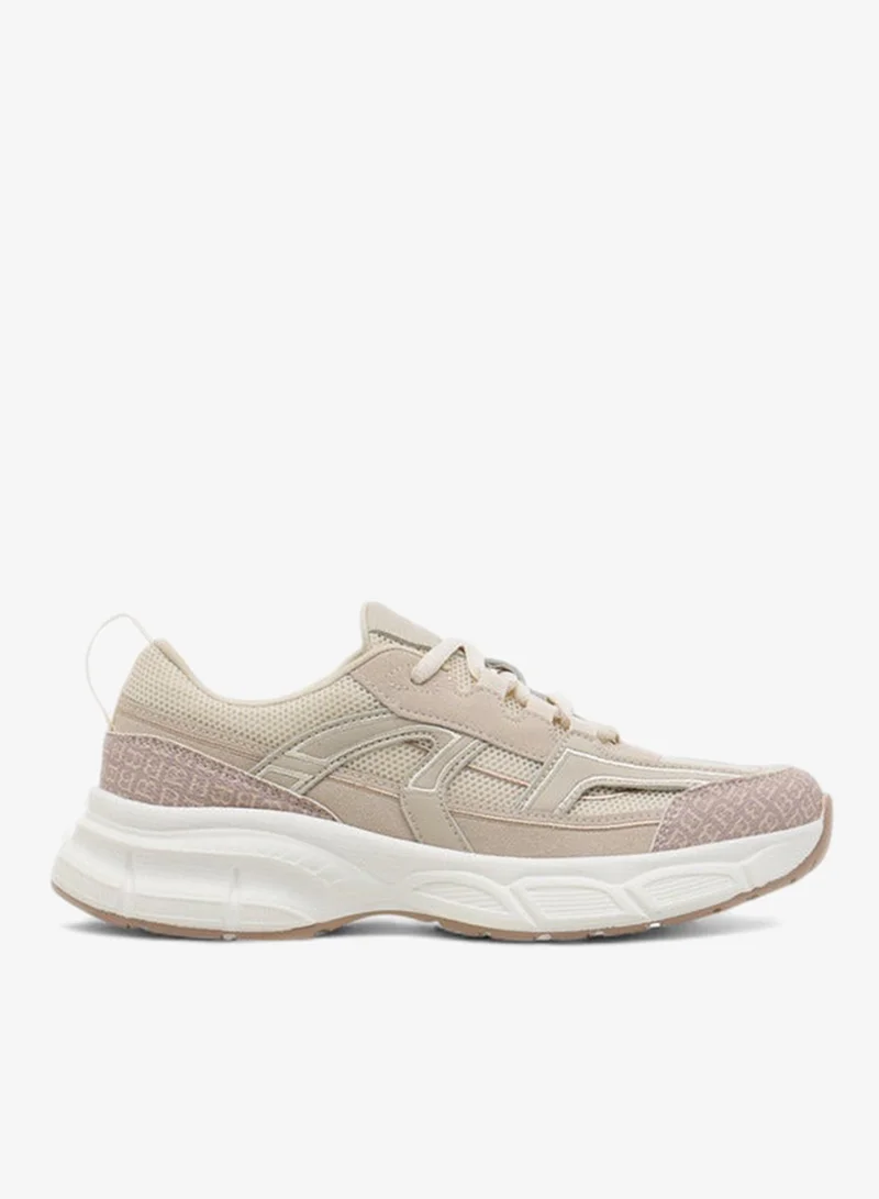 Women's Panelled Sneakers with Lace-Up Closure