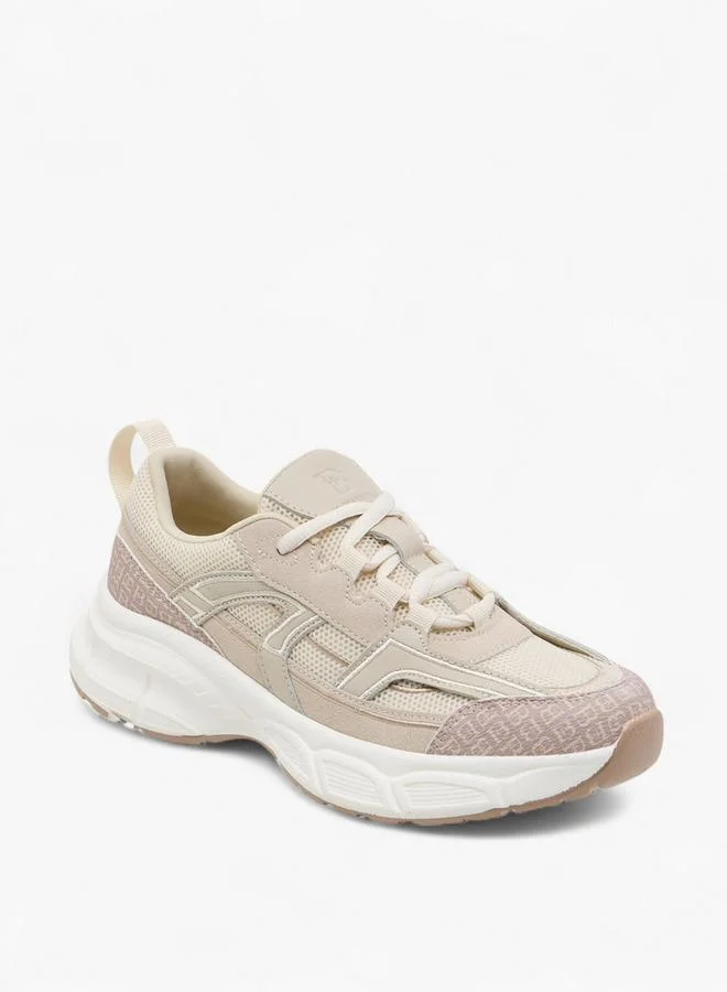 Flora Bella By Shoexpress Women's Panelled Sneakers with Lace-Up Closure