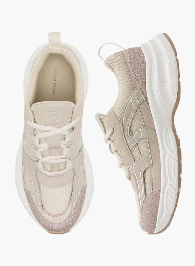 Flora Bella By Shoexpress Women's Panelled Sneakers with Lace-Up Closure