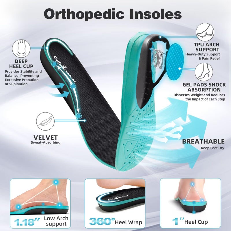 OrthoComfoot Women's Orthopedic Diabetic Wide Toe Box Casual Sneakers: Plantar Fasciitis Achilles Tendonitis Sneakers, Ultralight Arch Support Pain Relief Fashion Travel Golf Walking Shoes Black Purple Size 8.5 - Image 5
