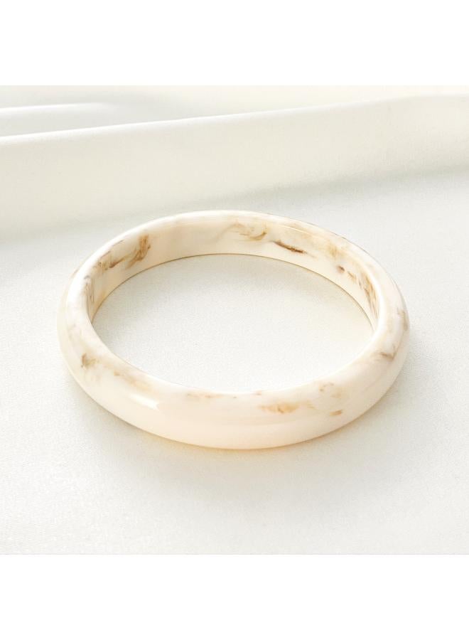 European And American Style Marble Pattern Multi-color Bracelet Women's Retro Round Semi-transparent Acrylic Personality Girlfriends Imitation Jade Bracelet Bracelet 