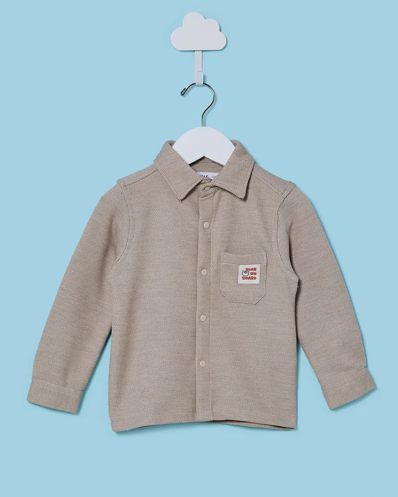 Redtag Infant Boys Beige And White Shirt And T-shirt