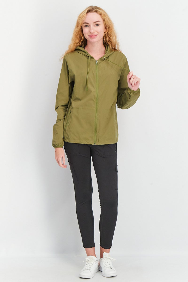 Hurley Women Sportswear Fit Long Sleeve Training Hooded Jacket, Olive - Image 2