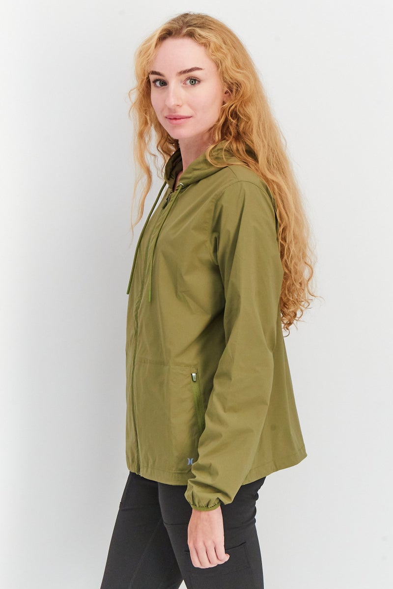 Hurley Women Sportswear Fit Long Sleeve Training Hooded Jacket, Olive - Image 4
