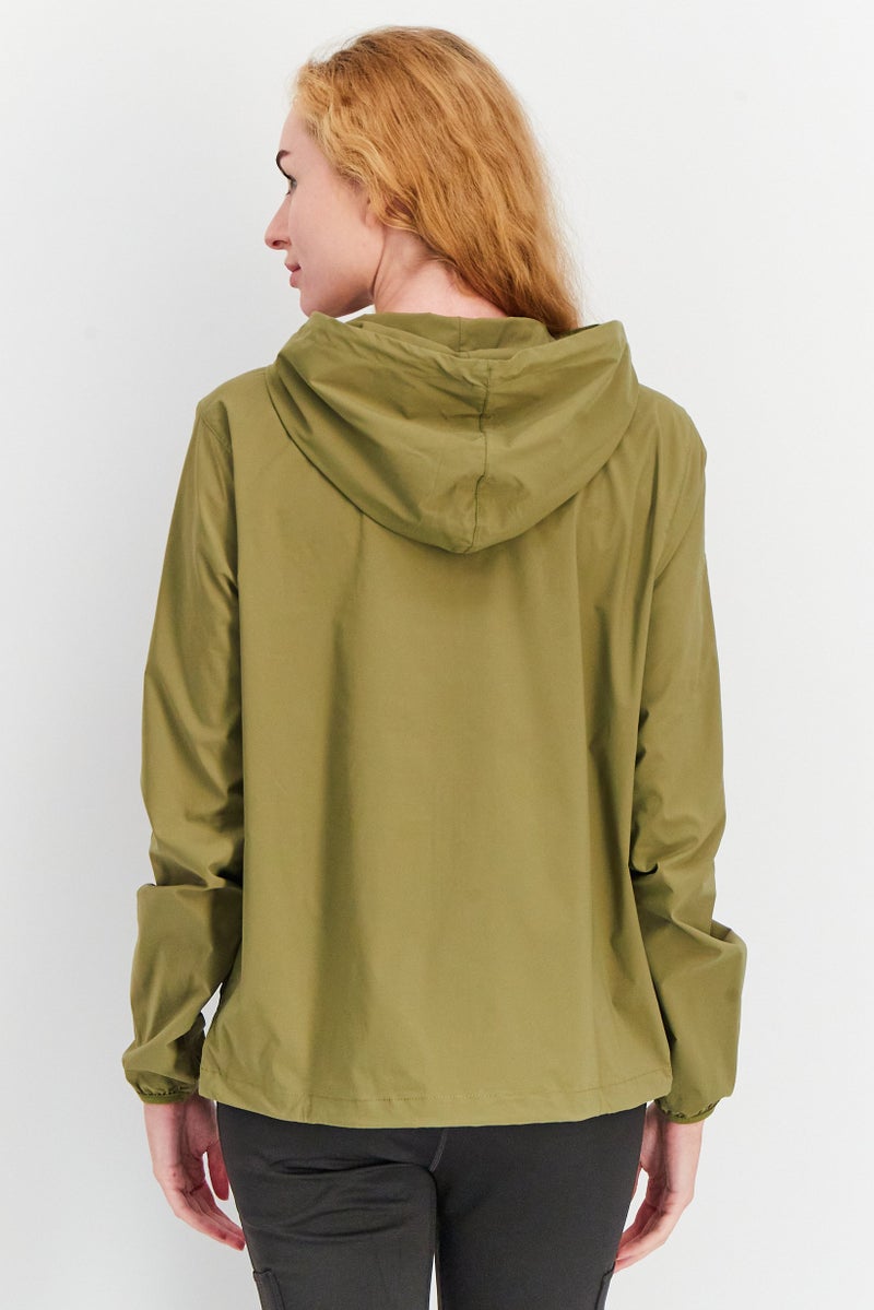 Hurley Women Sportswear Fit Long Sleeve Training Hooded Jacket, Olive - Image 3