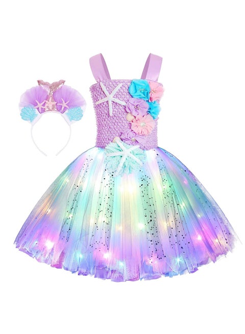 open lace back dress Colorful Light Up Costume Set for Girls – LED dress for Party & Play