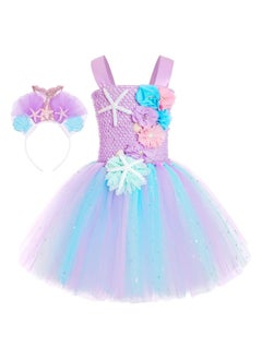YelaJoy Girl Mermaid Dress, Princess Dress with LED Lights, Dress up Gift Princess Dress Birthday Gift (5-6 Years Old L)  - Image 3