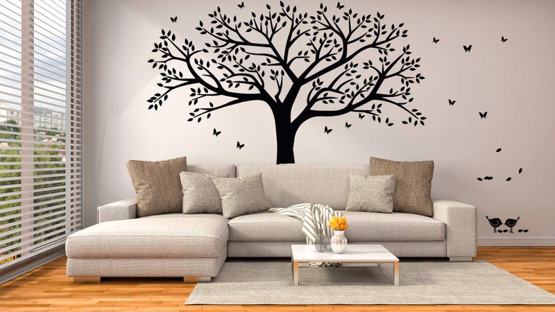 MAFENT Giant Family Photo Tree Wall Decal Wall Sticker Vinyl Mural Art for Home Decor Room Decor Black