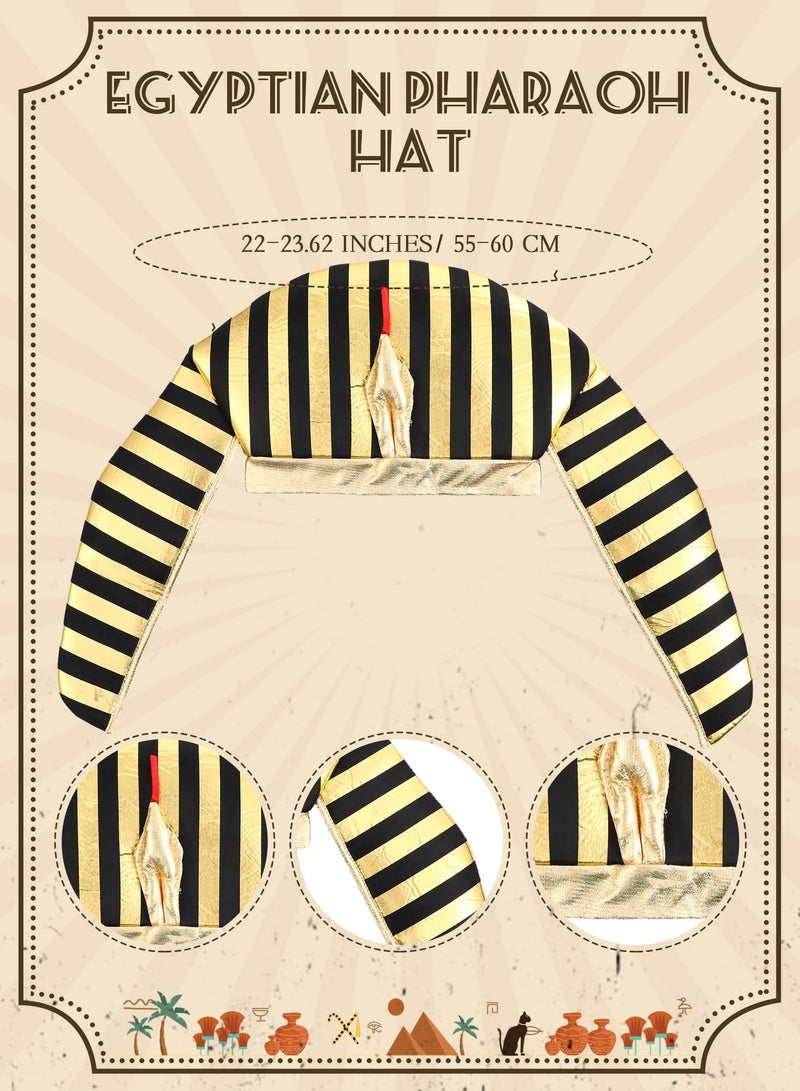 SYOSI Egyptian Pharaoh Costume Cosplay Set, 5 Pcs Men Egyptian Costume for Masquerade Ball & Cosplay Party, Included Pharaoh Hat Egyptian Headpiece, Cuffs, Cobra King Cane, Egyptian Belt, Pharaoh Collar - Image 5