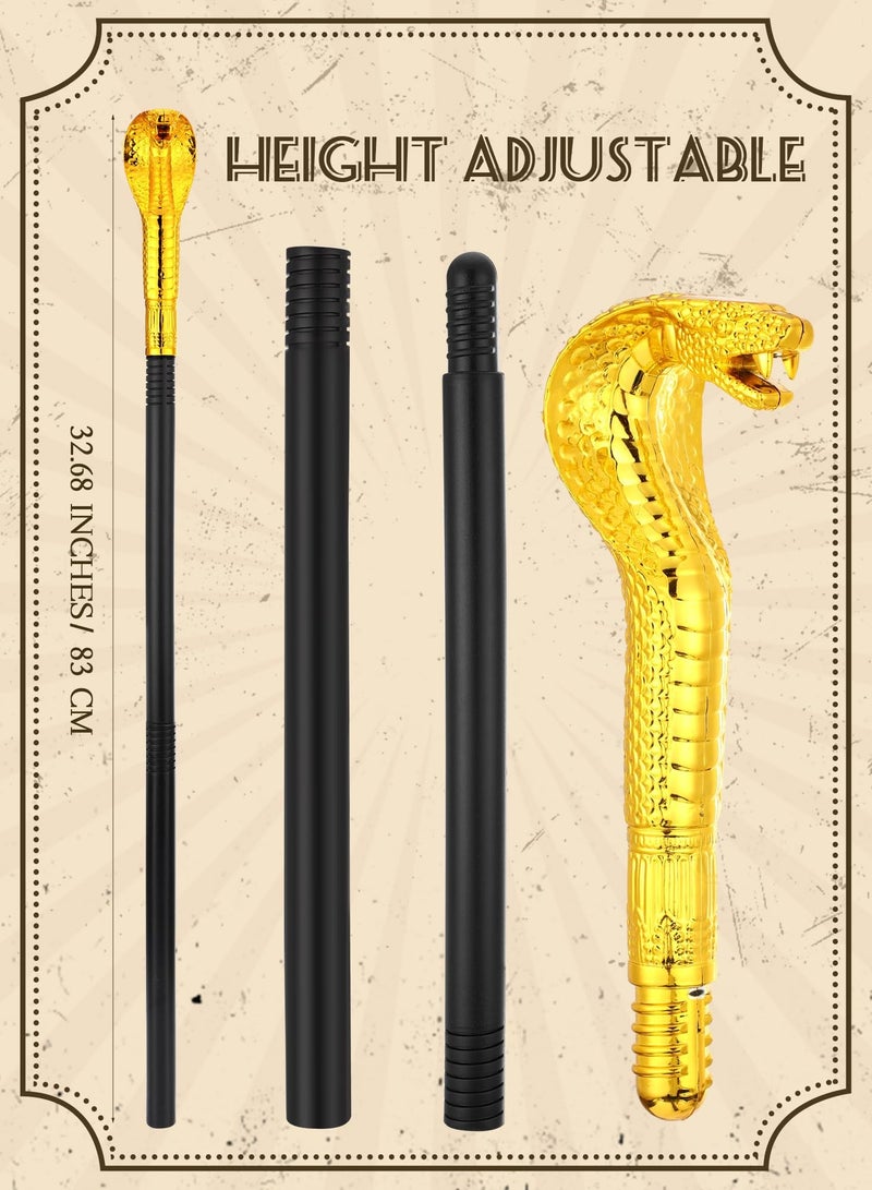 SYOSI Egyptian Pharaoh Costume Cosplay Set, 5 Pcs Men Egyptian Costume for Masquerade Ball & Cosplay Party, Included Pharaoh Hat Egyptian Headpiece, Cuffs, Cobra King Cane, Egyptian Belt, Pharaoh Collar - Image 4