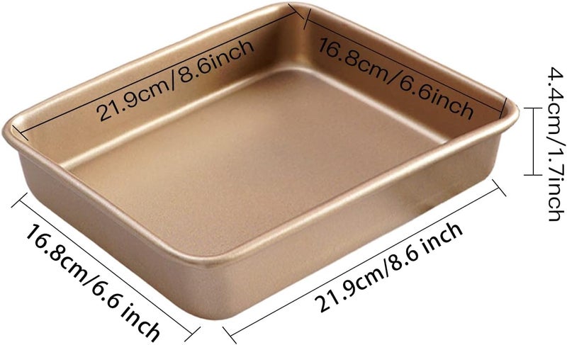 Lainrrew 2 Pack Baking Sheet Pans, Deep Size Baking Pan Nonstick Cookie Sheet Brownie Cake Pan Bread Pan Toaster Oven Tray Bakeware, 8.6 x 6.6 x 1.7 Inches - Image 2