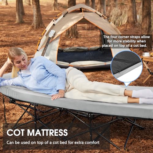 CYMULA Memory Foam Camping Mattress Pad,3 in Sleeping Pad for Camping,Non-Slip Bottom Floor Cot Mattress for Adults,Portable Roll up Mattress Pad Mat for Travel Hiking,Guest Bed Tent(Cot 72 * 24) - Image 4