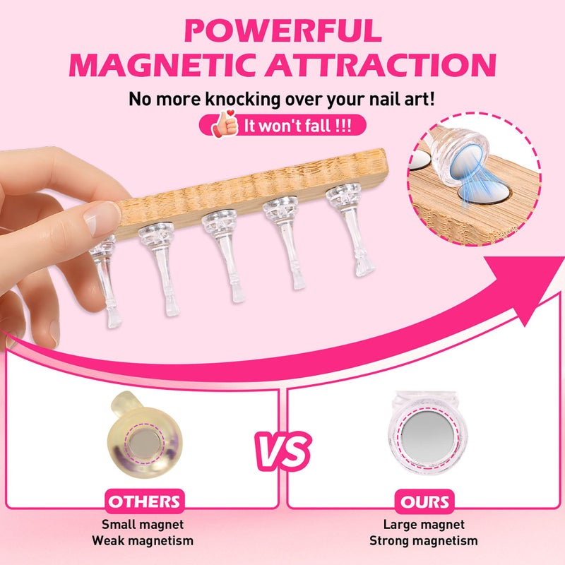 BAGTeck Nail Stand for Press Ons, Nail Holder for Painting Nails, 2 Set Press on Nail Holder, 1 Heart Shaped Acrylic Magnetic Fake Nail Stands for Nail Art Display Home Salon DIY Supplies - Image 2