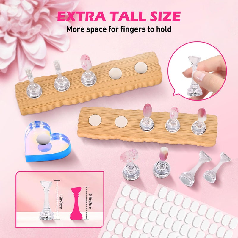 BAGTeck Nail Stand for Press Ons, Nail Holder for Painting Nails, 2 Set Press on Nail Holder, 1 Heart Shaped Acrylic Magnetic Fake Nail Stands for Nail Art Display Home Salon DIY Supplies - Image 4