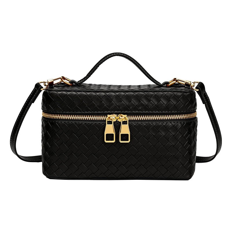 JYG Trendy Shoulder Bags for Women Mini L19 Square Box Satchel Bag Cute PU Leather Crossbody Purse with Adjustable Strap Black - Image 1