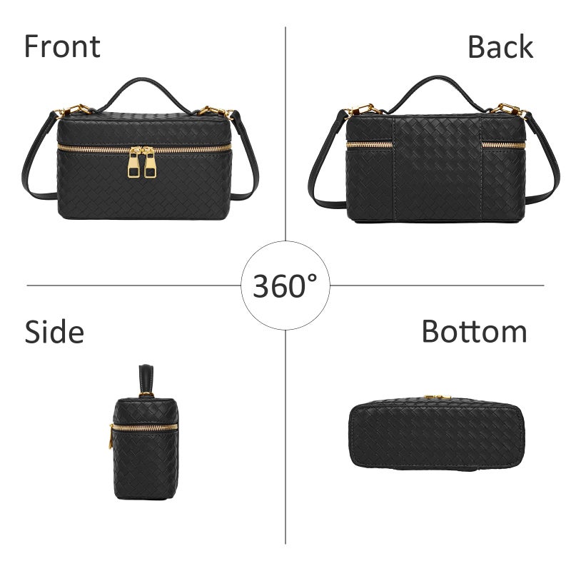 JYG Trendy Shoulder Bags for Women Mini L19 Square Box Satchel Bag Cute PU Leather Crossbody Purse with Adjustable Strap Black - Image 4