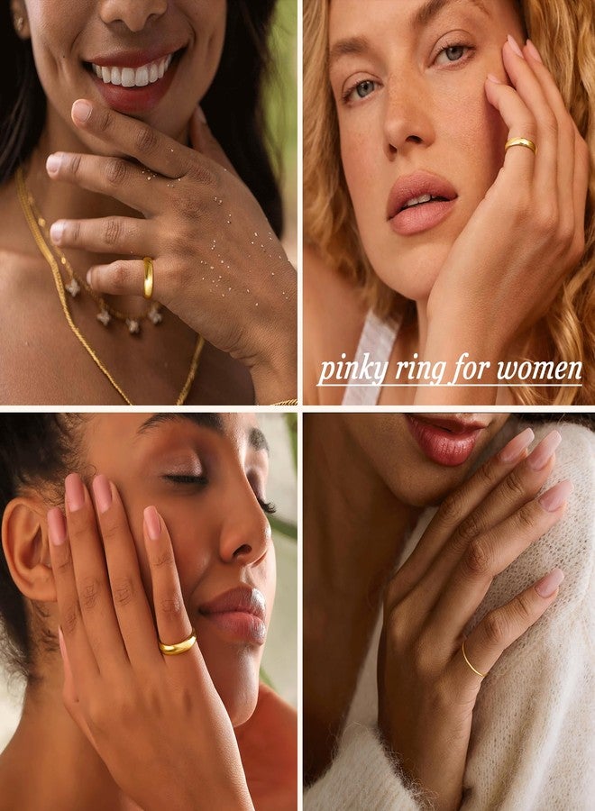 Poxtex خواتم ذهبية للنساء والرجال، مقاومة للصدأ، طقم خواتم زفاف مطلية بذهب عيار 14 قيراطًا، قابلة للتكديس، خاتم وعد رقيق وبسيط بتصميم قبة، مناسب للإبهام والخنصر، متوفر بمقاسات 1 مم، 3 مم، 5 مم، هدية مجوهرات مريحة، مقاسات من 3 إلى 13 - Image 3