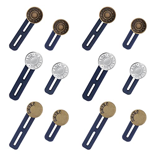 YouOKLight Button Extenders for Jeans, 12 Pcs Jean Button Extender, Women Men Pants Waist Extenders - Pants Button Extender 2.12/1.33 Inches 3 Colors Pant Waistband Expander. - Image 1