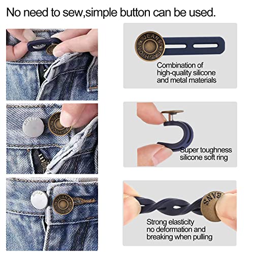 YouOKLight Button Extenders for Jeans, 12 Pcs Jean Button Extender, Women Men Pants Waist Extenders - Pants Button Extender 2.12/1.33 Inches 3 Colors Pant Waistband Expander. - Image 3