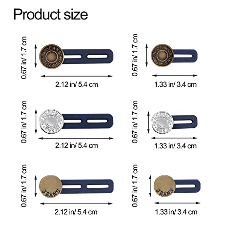YouOKLight Button Extenders for Jeans, 12 Pcs Jean Button Extender, Women Men Pants Waist Extenders - Pants Button Extender 2.12/1.33 Inches 3 Colors Pant Waistband Expander. - Image 2