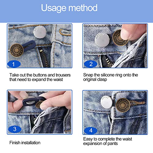 YouOKLight Button Extenders for Jeans, 12 Pcs Jean Button Extender, Women Men Pants Waist Extenders - Pants Button Extender 2.12/1.33 Inches 3 Colors Pant Waistband Expander. - Image 4