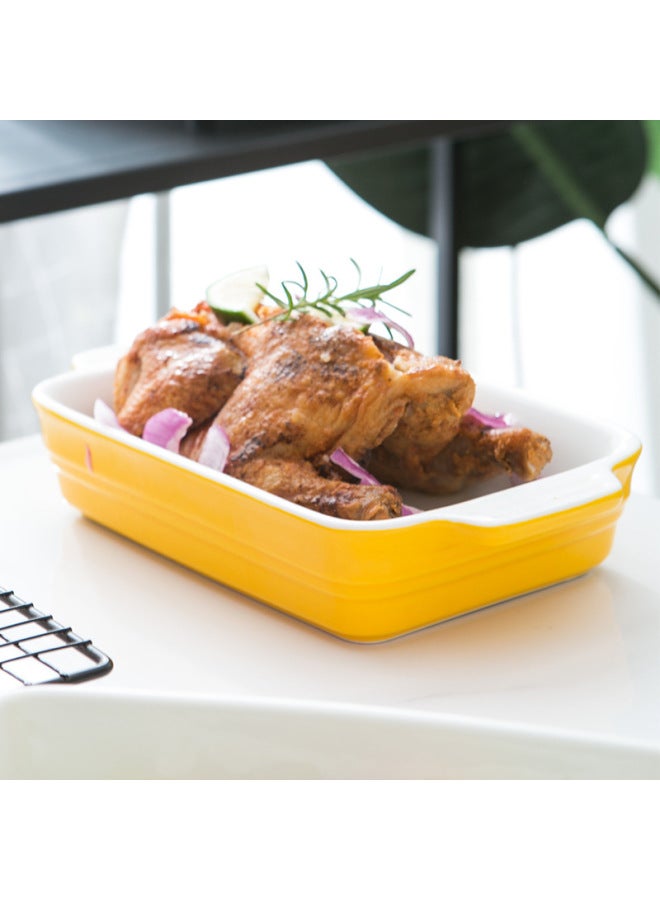 Binaural Ceramic Baking Plate Cheese Baked Rice Plate Household Dish Creative Internet Celebrity Tableware Special Bowl For Microwave Oven-Specifications:Red Bakeware 2 - Image 2