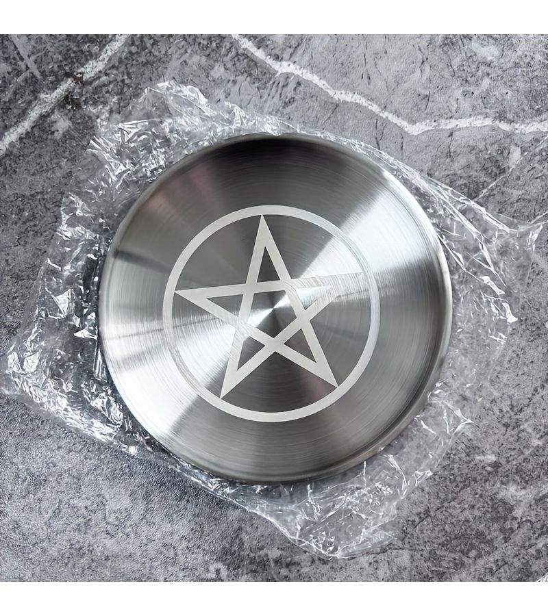 A 5.51 Inch Silver Stainless Steel Triple Moon Altar Plate Candle Holder For Ceremonial Meditation Decor Home Living Room Ambiance - Image 2