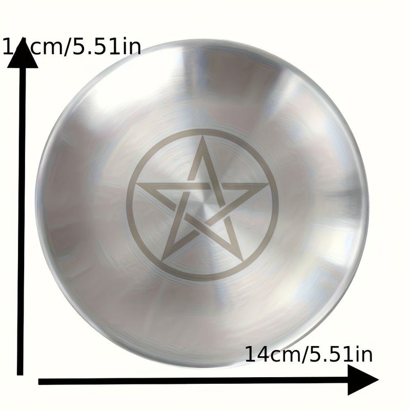 A 5.51 Inch Silver Stainless Steel Triple Moon Altar Plate Candle Holder For Ceremonial Meditation Decor Home Living Room Ambiance - Image 3