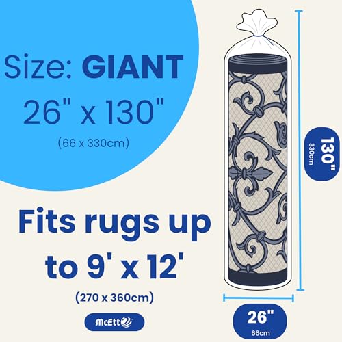 McEtt Rug Storage Bag for Moving & Storage – Fits up to 9’ x 12’ Rugs – Reusable Heavy Duty Carpet Storage Bag – No Vent Holes for Maximum Protection – Includes Tie - Image 2